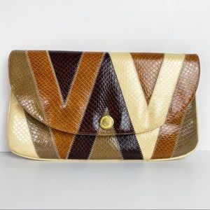Vintage Lou Taylor Snakeskin Patchwork Clutch